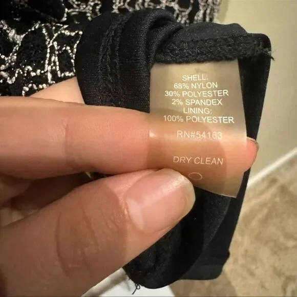 Calvin Klein Black Top with White Floral Embroidery - Size Medium - Picture 4 of 4